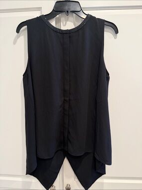 RACHEL Rachel Roy Black Sleeveless Beaded-Neck Asymmetric Camisole